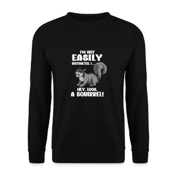 Ich Bin Nicht Leicht Abzulenken Hey, Ein - Unisex Pullover - Schwarz - Vorne - Alina (178cm) & Michal (187cm)