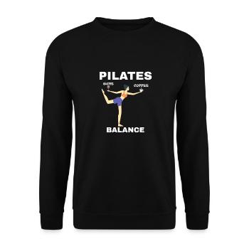 Pilates Balance Wein Und Kaffee Motiv - Unisex Pullover - Schwarz - Vorne - Alina (178cm) & Michal (187cm)