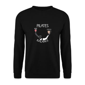 Pilates Balance Wein Und Kaffee Motiv - Unisex Pullover - Schwarz - Vorne - Alina (178cm) & Michal (187cm)