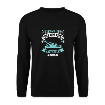 Laissez tout sur le motif Reformer Pilates - Sweat-shirt Unisexe - noir - Devant - Alina (178cm) & Michal (187cm)