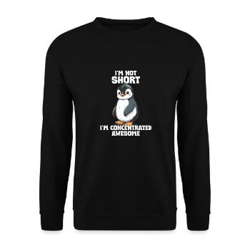 Pingouin mignon avec le dicton - Je ne suis pas petit - Sweat-shirt Unisexe - noir - Devant - Alina (178cm) & Michal (187cm)