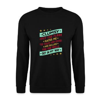 Ich Bin Nicht Tollpatschig Die Wände Sind Im Weg - Unisex Pullover - Schwarz - Vorne - Alina (178cm) & Michal (187cm)