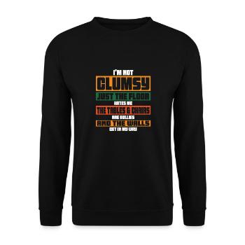 Ich Bin Nicht Tollpatschig Die Wände Sind Im Weg - Unisex Pullover - Schwarz - Vorne - Alina (178cm) & Michal (187cm)