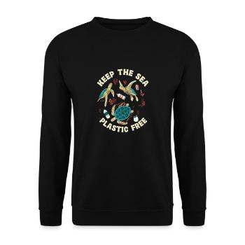 Gardez la mer sans plastique tortue Motif - Sweat-shirt Unisexe - noir - Devant - Alina (178cm) & Michal (187cm)