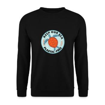 Keep Our Sea Plastic-Free Turtle - Unisex Sweatshirt - black - Front - Alina (178cm) & Michal (187cm)