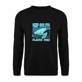 Keep Our Sea Plastic-Free Turtle - Unisex Sweatshirt - black - Front - Alina (178cm) & Michal (187cm)