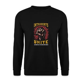 Introverts Unite Separately In Your Own Homes - Unisex Pullover - Schwarz - Vorne - Alina (178cm) & Michal (187cm)