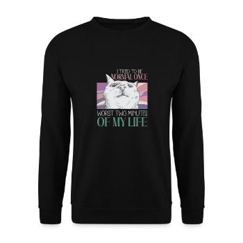 Être normal, c’était hier un drôle de chat - Sweat-shirt Unisexe - noir - Devant - Alina (178cm) & Michal (187cm)