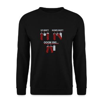 Monter Passer Vers le bas Changer de vitesse Voiture amusante Changements de vitesse - Sweat-shirt Unisexe - noir - Devant - Alina (178cm) & Michal (187cm)