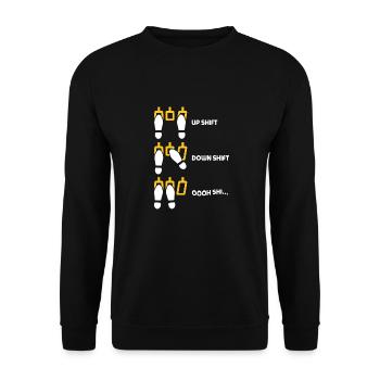 Monter Passer Vers le bas Changer de vitesse Voiture amusante Changements de vitesse - Sweat-shirt Unisexe - noir - Devant - Alina (178cm) & Michal (187cm)