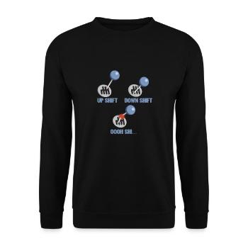 Monter Passer Vers le bas Changer de vitesse Voiture amusante Changements de vitesse - Sweat-shirt Unisexe - noir - Devant - Alina (178cm) & Michal (187cm)