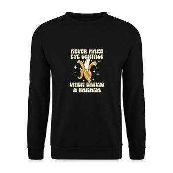 Nie Augenkontakt Bei Banane Essen - Unisex Pullover - Schwarz - Vorne - Alina (178cm) & Michal (187cm)