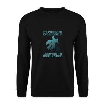 Exercice préféré : Sauter aux conclusions : le motif de la vache - Sweat-shirt Unisexe - noir - Devant - Alina (178cm) & Michal (187cm)