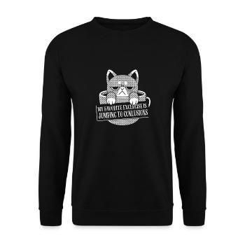 Exercice préféré : Conclusions hâtives, motif de vache - Sweat-shirt Unisexe - noir - Devant - Alina (178cm) & Michal (187cm)