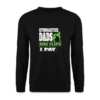 Gymnastics dad support with pride - Unisex Sweatshirt - black - Front - Alina (178cm) & Michal (187cm)