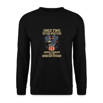 Only Two Die For You - Jesus Und Veteranen - Unisex Pullover - Schwarz - Vorne - Alina (178cm) & Michal (187cm)