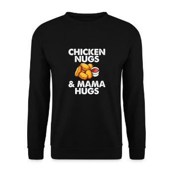 Chicken Nugs & Mama Hugs - Unisex Pullover - Schwarz - Vorne - Alina (178cm) & Michal (187cm)