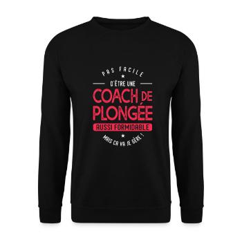 coach Plongée formidable cadeau femme plongée - Sweat-shirt Unisexe - noir - Devant - Alina (178cm) & Michal (187cm)