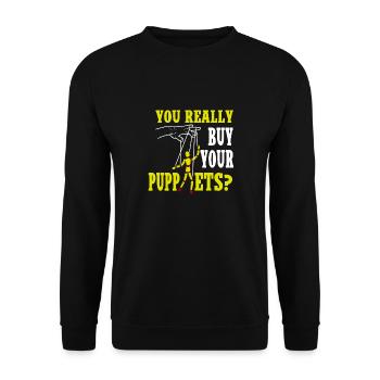 You Really Buy Your Puppets? - Unisex Sweatshirt - black - Front - Alina (178cm) & Michal (187cm)