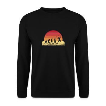 Evolution Badminton Retro Sunset Design - Unisex Sweatshirt - black - Front - Alina (178cm) & Michal (187cm)