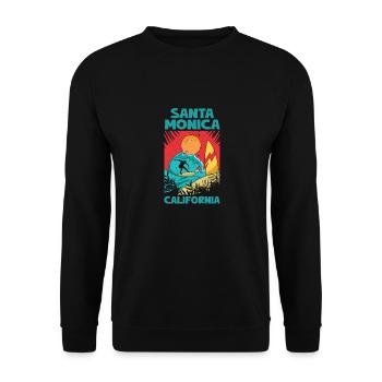Santa Monica Surfing California Sonne Meer - Unisex Pullover - Schwarz - Vorne - Alina (178cm) & Michal (187cm)
