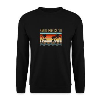 Santa Monica '79 Sonnenuntergang Palmen Vintage - Unisex Pullover - Schwarz - Vorne - Alina (178cm) & Michal (187cm)