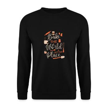 Bake The World A Better Place – Baking for a - Unisex Sweatshirt - black - Front - Alina (178cm) & Michal (187cm)