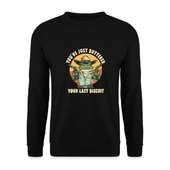 Vous venez de beurrer votre dernier biscuit cowboy - Sweat-shirt Unisexe - noir - Devant - Alina (178cm) & Michal (187cm)