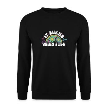 Es Brennt Wenn Ich Pinkel Lustige Sonnenblume Mit - Unisex Pullover - Schwarz - Vorne - Alina (178cm) & Michal (187cm)