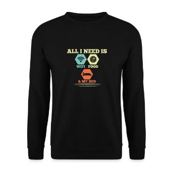 Tout ce dont j’ai besoin, c’est du wifi, de la nourriture et de mon - Sweat-shirt Unisexe - noir - Devant - Alina (178cm) & Michal (187cm)