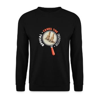 Official Camel Toe Inspector Lustiger Spruch - Unisex Pullover - Schwarz - Vorne - Alina (178cm) & Michal (187cm)