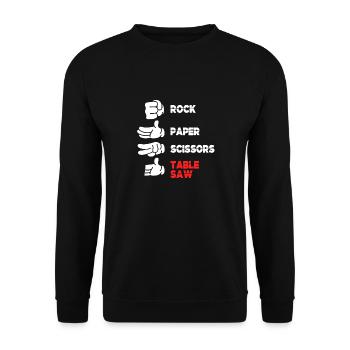 Rock Paper Scissors Table Saw Funny Hand Game - Unisex Sweatshirt - black - Front - Alina (178cm) & Michal (187cm)
