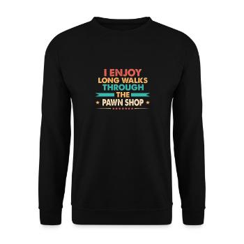 I enjoy long walks through the - Unisex Sweatshirt - black - Front - Alina (178cm) & Michal (187cm)