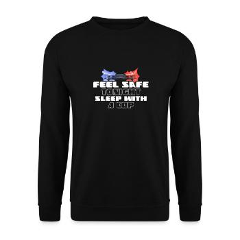 Feel safe tonight sleep with a - Unisex Sweatshirt - black - Front - Alina (178cm) & Michal (187cm)