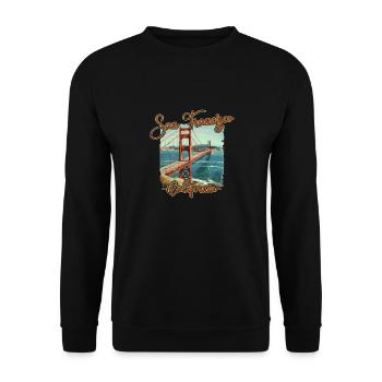 San Francisco California Golden Gate Bridge - Unisex Sweatshirt - black - Front - Alina (178cm) & Michal (187cm)