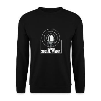 Das Erste Soziale Medium Funkgerät Mikrofon Retro - Unisex Pullover - Schwarz - Vorne - Alina (178cm) & Michal (187cm)