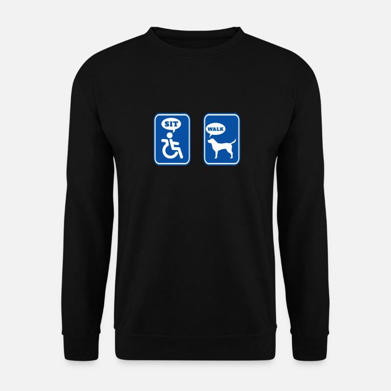 Rollstuhl Sit Hund Walk Symbol Humor - Unisex Pullover - Schwarz