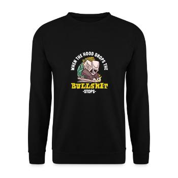 Wenn Der Helm Fällt Stoppt Der Unsinn Kreativer - Unisex Pullover - Schwarz - Vorne - Alina (178cm) & Michal (187cm)