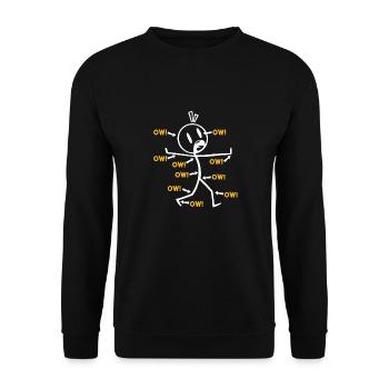 Funny "Ow!" Stick figure illustration with - Unisex Sweatshirt - black - Front - Alina (178cm) & Michal (187cm)