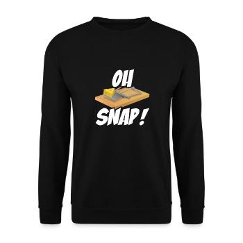 Oh Snap Lustiger Cartoon Stil Mit Mausefalle - Unisex Pullover - Schwarz - Vorne - Alina (178cm) & Michal (187cm)