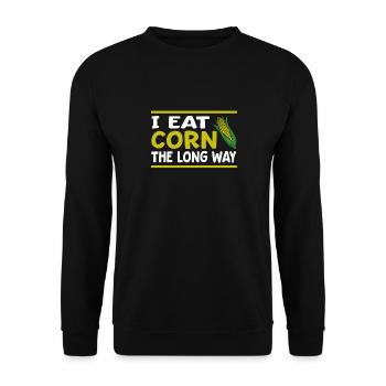 Je mange du maïs à la longue - Drôle - Sweat-shirt Unisexe - noir - Devant - Alina (178cm) & Michal (187cm)