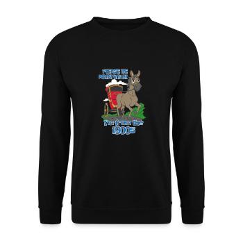 Bitte Hab Geduld Mit Mir Ich Bin Aus Den 1900ern - Unisex Pullover - Schwarz - Vorne - Alina (178cm) & Michal (187cm)