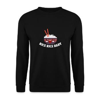 Bol de riz de dessin animé drôle avec des baguettes - Riz - Sweat-shirt Unisexe - noir - Devant - Alina (178cm) & Michal (187cm)