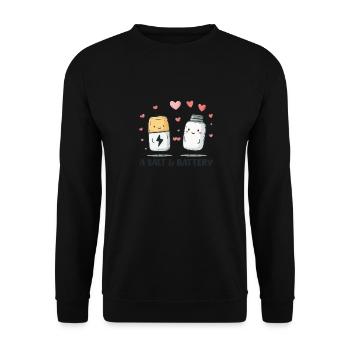 A Salt & Battery Funny Cartoon Motif for - Unisex Sweatshirt - black - Front - Alina (178cm) & Michal (187cm)