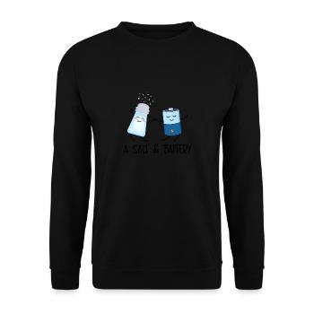 A Salt & Battery Funny Cartoon Motif for - Unisex Sweatshirt - black - Front - Alina (178cm) & Michal (187cm)
