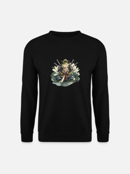 Frosch-Samurai: Krieger der Seerose - Unisex Pullover - Schwarz