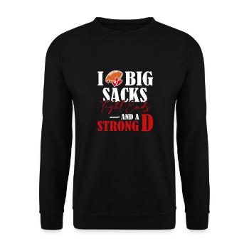 Ich Liebe Große Sacks, Tight Ends Und Eine Starke - Unisex Pullover - Schwarz - Vorne - Alina (178cm) & Michal (187cm)