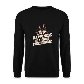 Happiness Is A Perfect Threesome With Dartboard - Unisex Sweatshirt - black - Front - Alina (178cm) & Michal (187cm)