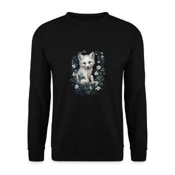 Cute Arctic Foxes In Flower Frame - Unisex Sweatshirt - black - Front - Alina (178cm) & Michal (187cm)