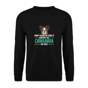 L'humour chihuahua ne me fait pas paniquer - Sweat-shirt Unisexe - noir - Devant - Alina (178cm) & Michal (187cm)